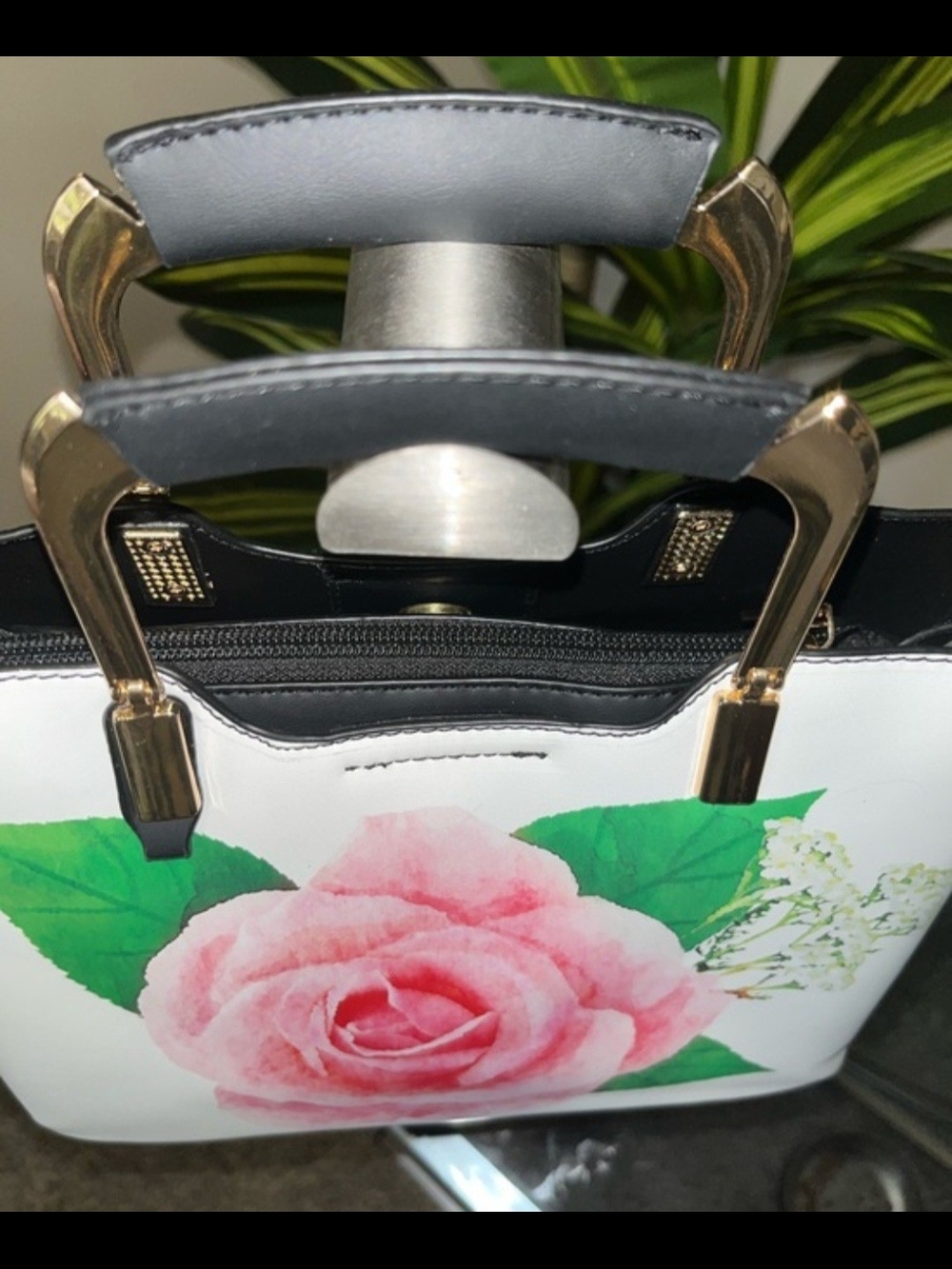 Floral Pink Rose Print Women's Handbag Shoulder Strap Incuded New - Picture 2 of 9